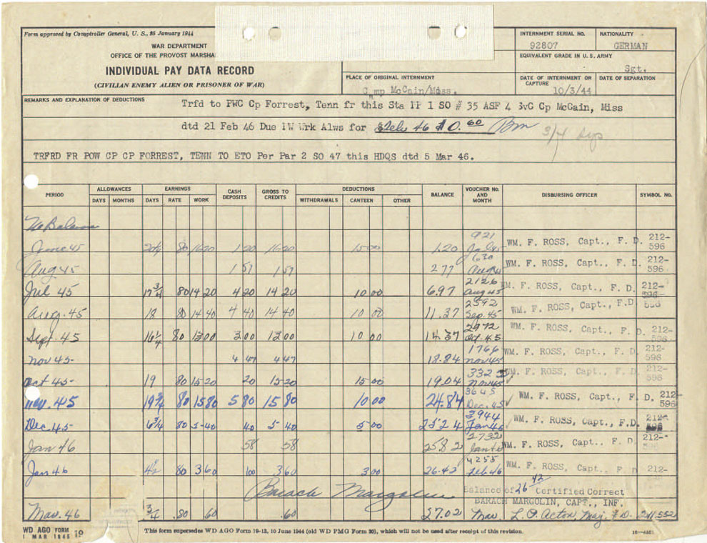 U-boat Archive - POW - Hunkirchen Documents